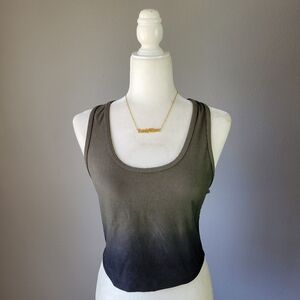 EVOLUTION & CREATION // green ombre scoop neck slightly cropped racerback tank